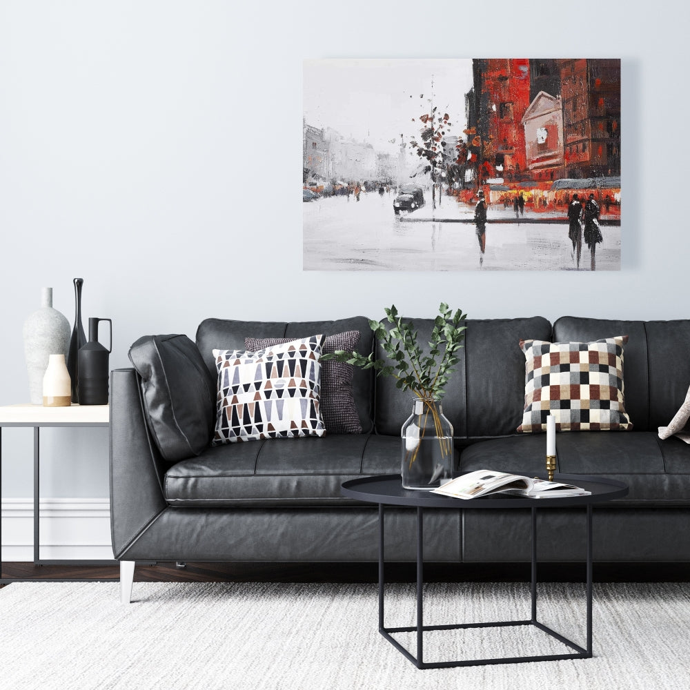Classic Street Scene Gray Canvas | Home Decor Wall Art