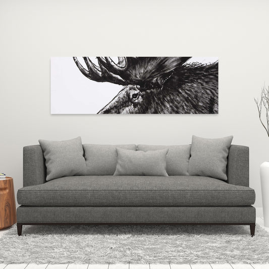 White Deer Rustic Canvas - Moose Plume | Home Decor Art