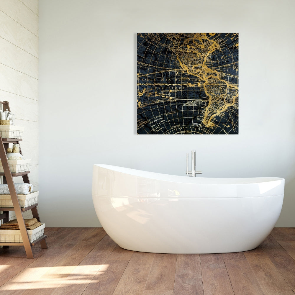 Blue Marine World Map Globe Canvas | Home Decor Wall Art