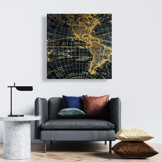 Blue Marine World Map Globe Canvas | Home Decor Wall Art