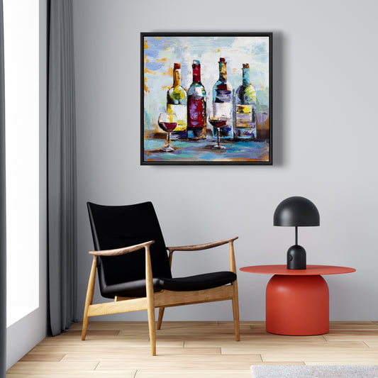 Wine Tasting Framed Canvas - Object Blue Home Decor Art