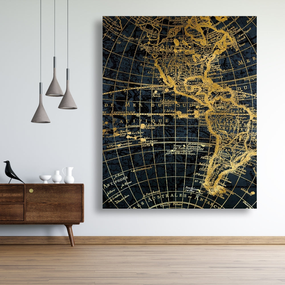 Blue Marine World Map Globe Canvas | Home Decor Wall Art