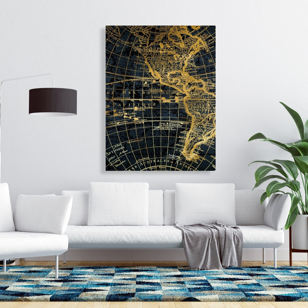 Blue Marine World Map Globe Canvas | Home Decor Wall Art