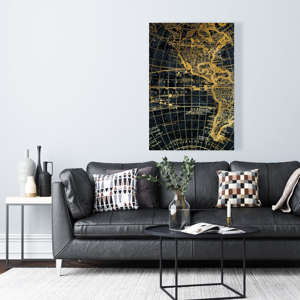Blue Marine World Map Globe Canvas | Home Decor Wall Art