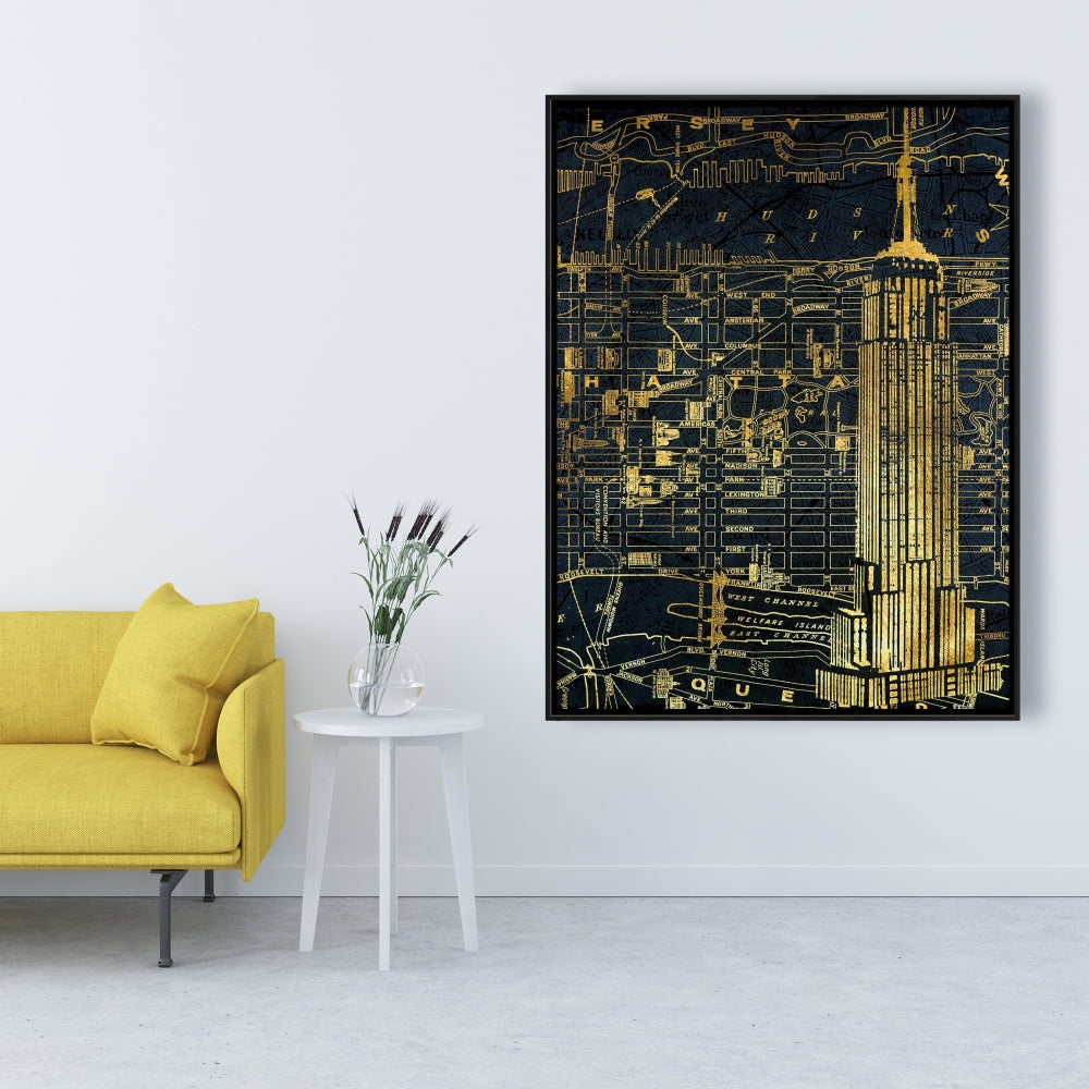 Toile imprimée Gold City Blue | Cadre bleu industriel