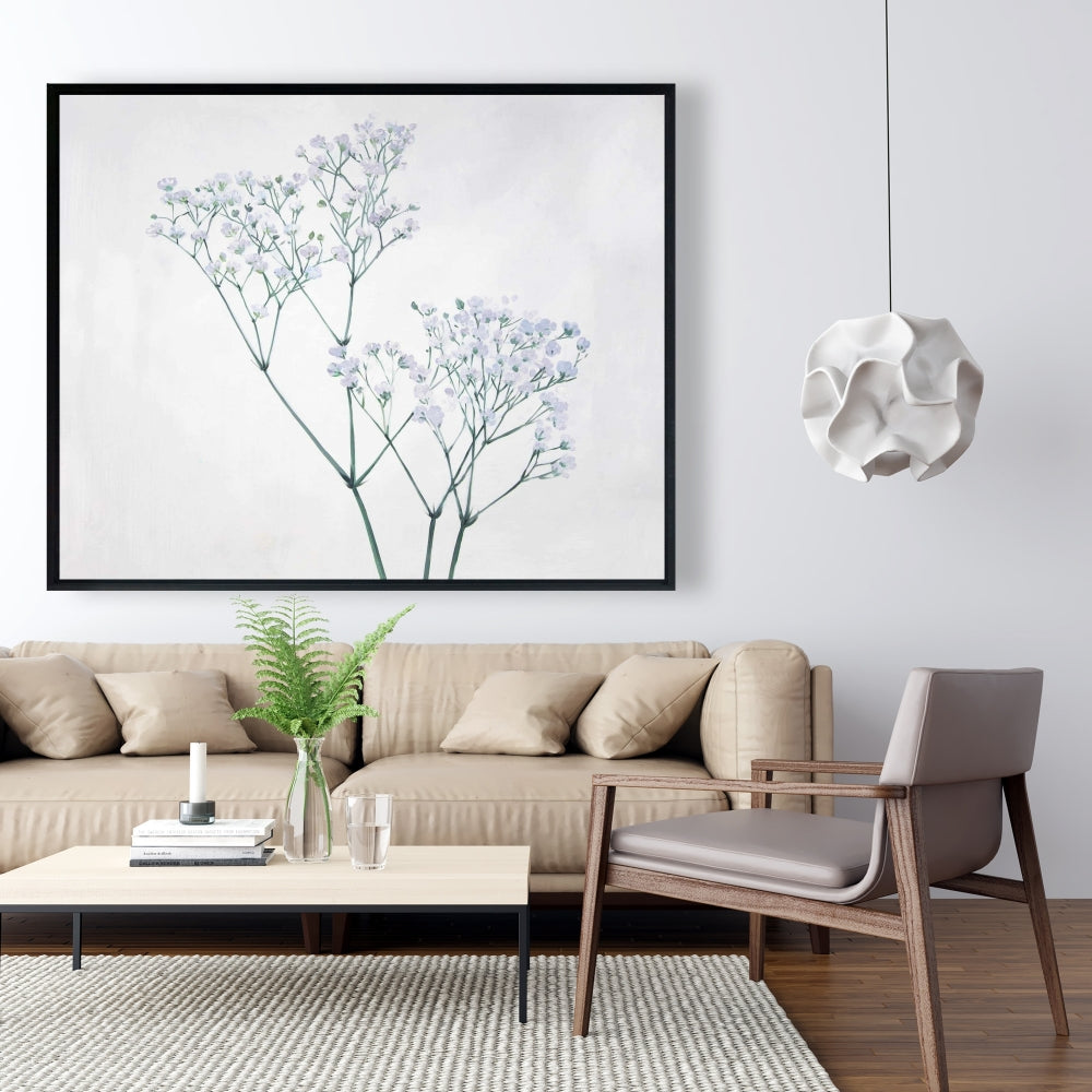 Minimalist Baby's-breath Floral Canvas | Botanical Bedroom Decor