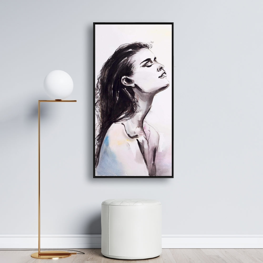Toile encadrée violette « Peau nue » | Décoration beauté figurative