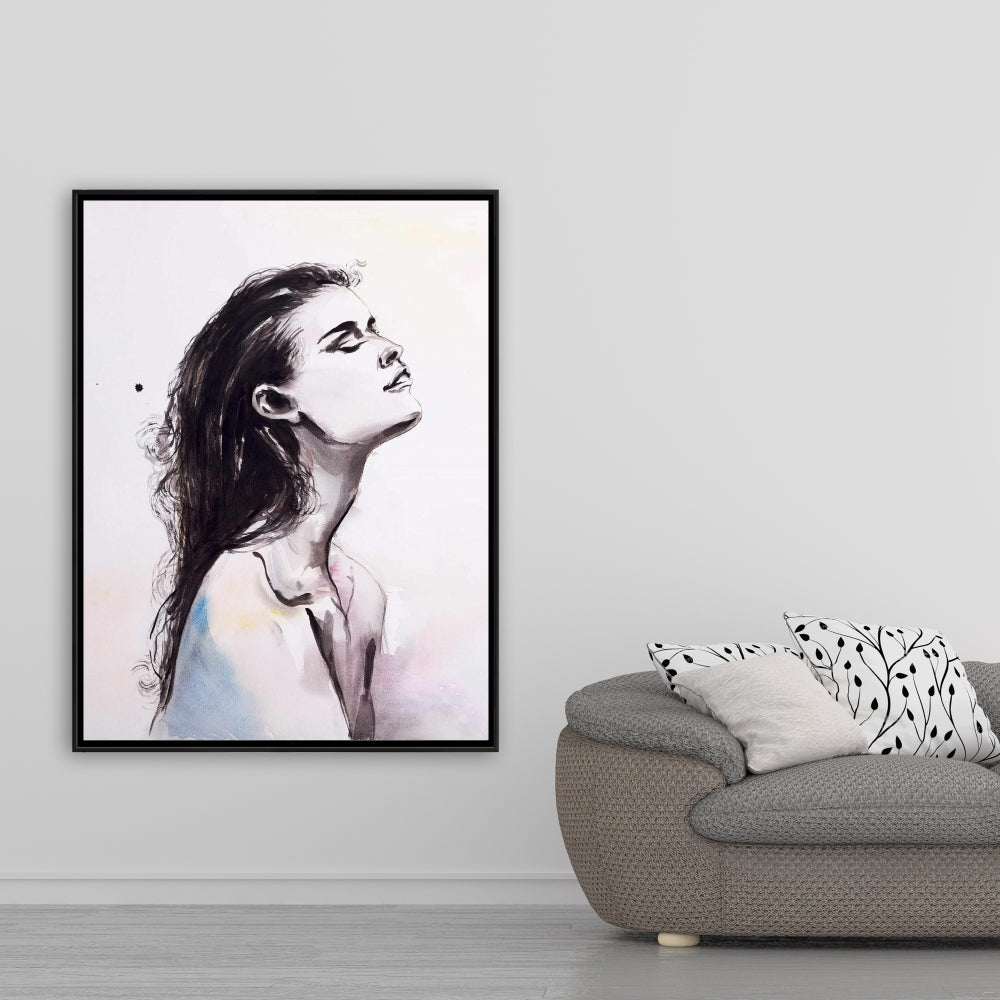 Toile encadrée violette « Peau nue » | Décoration beauté figurative
