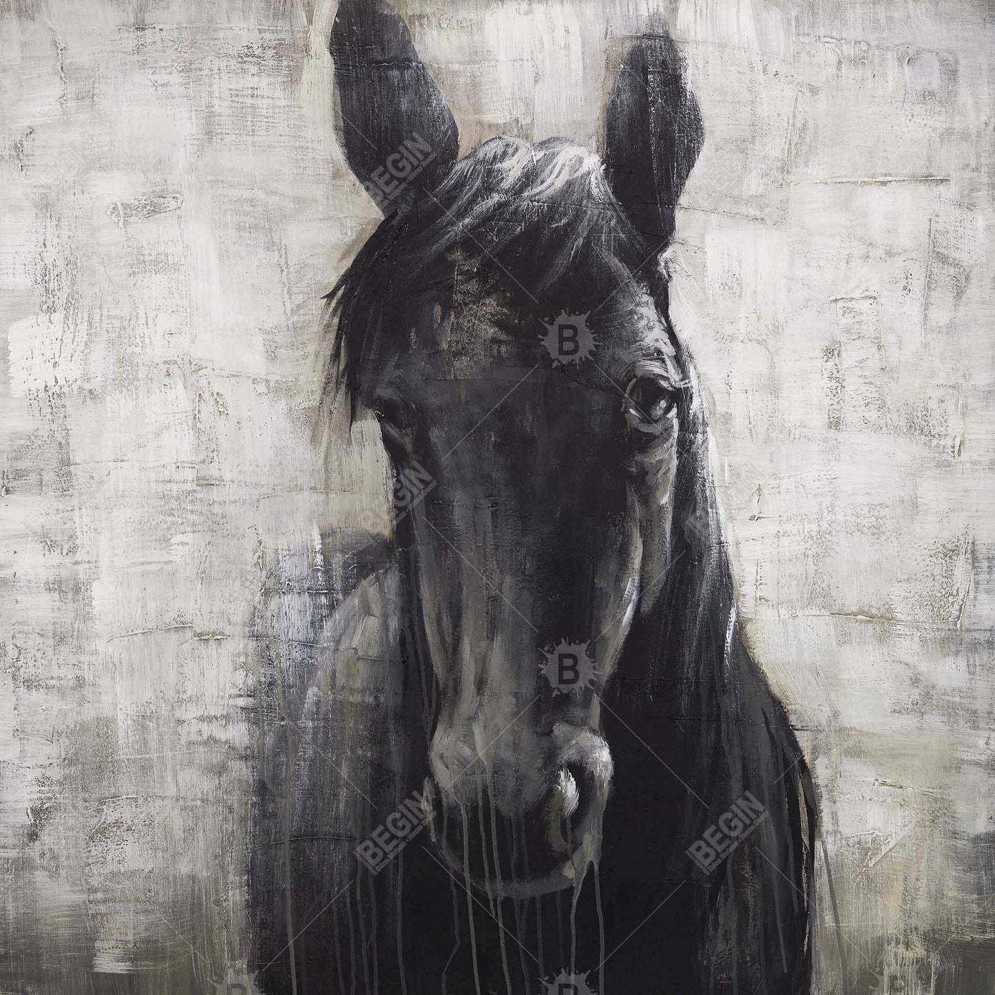 Black Horse Farm Animals Framed Canvas - Home Decor Bedroom