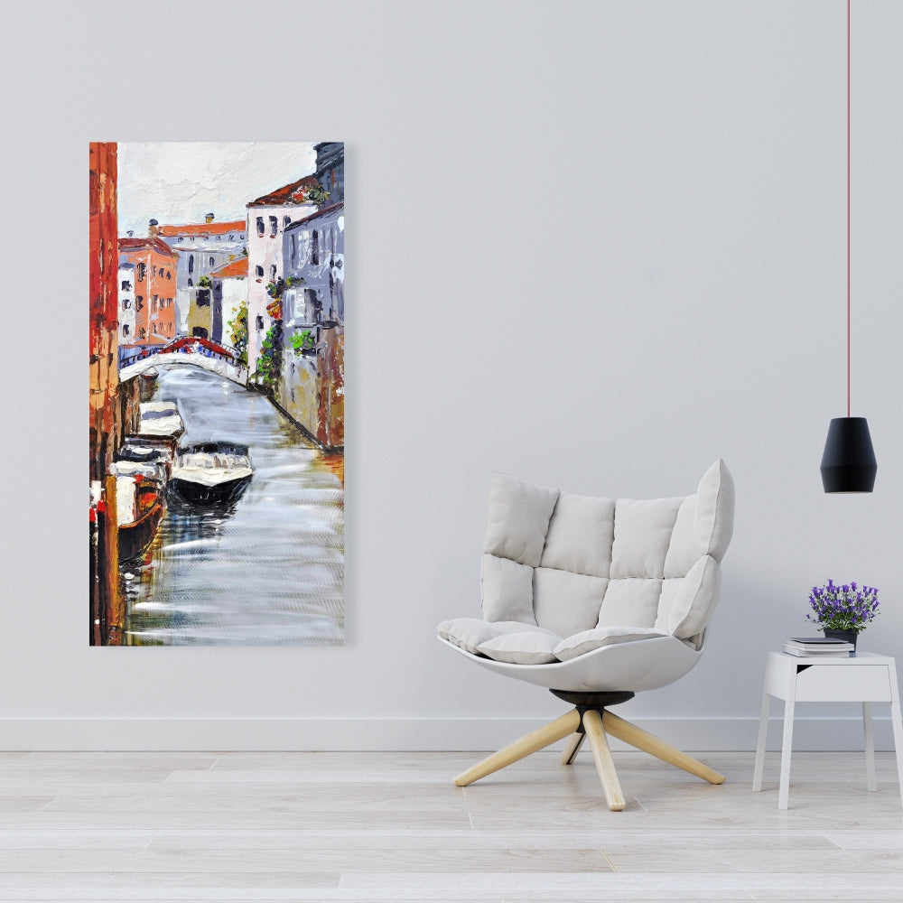 Venetian Landscape Canvas | Contemporary Boat Bedroom Decor