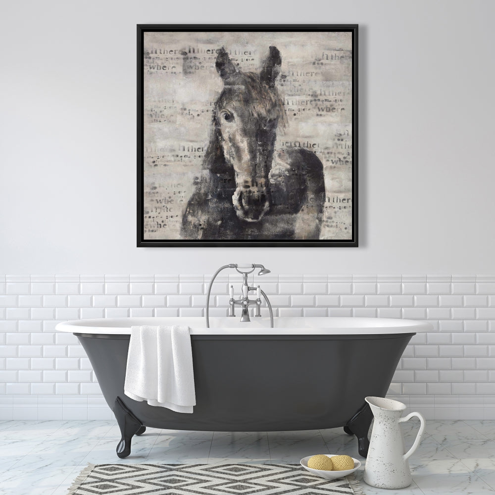 Abstract Horse Typography Canvas - Farm Animals Home Decor