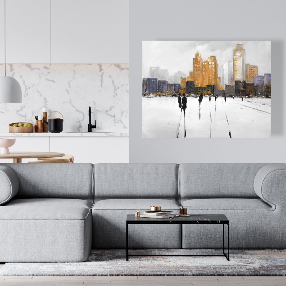 Silhouettes Walking Canvas | Bedroom Wall Art | City Decor