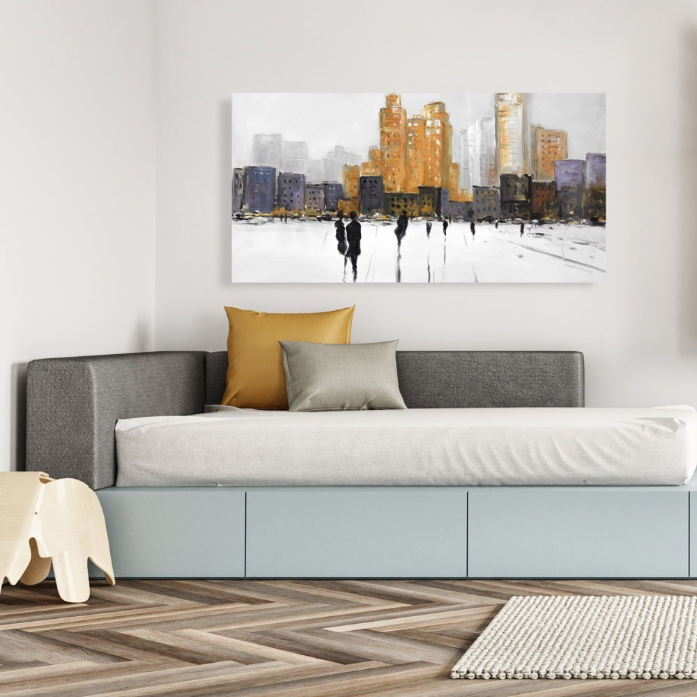 Silhouettes Walking Canvas | Bedroom Wall Art | City Decor