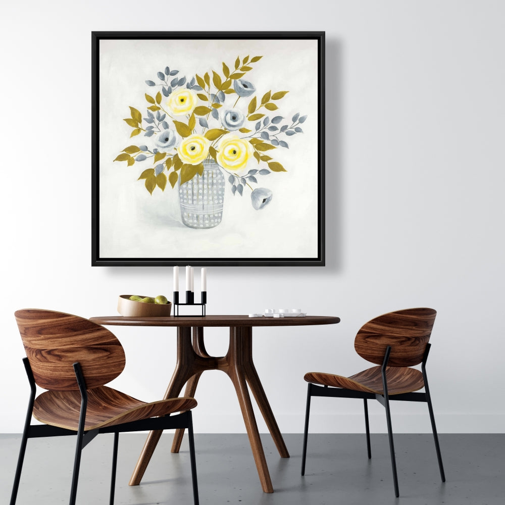 Gray Floral Botanical Canvas - Flowers in a Vase | Home Decor