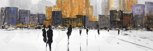 Silhouettes Walking Canvas | Bedroom Wall Art | City Decor