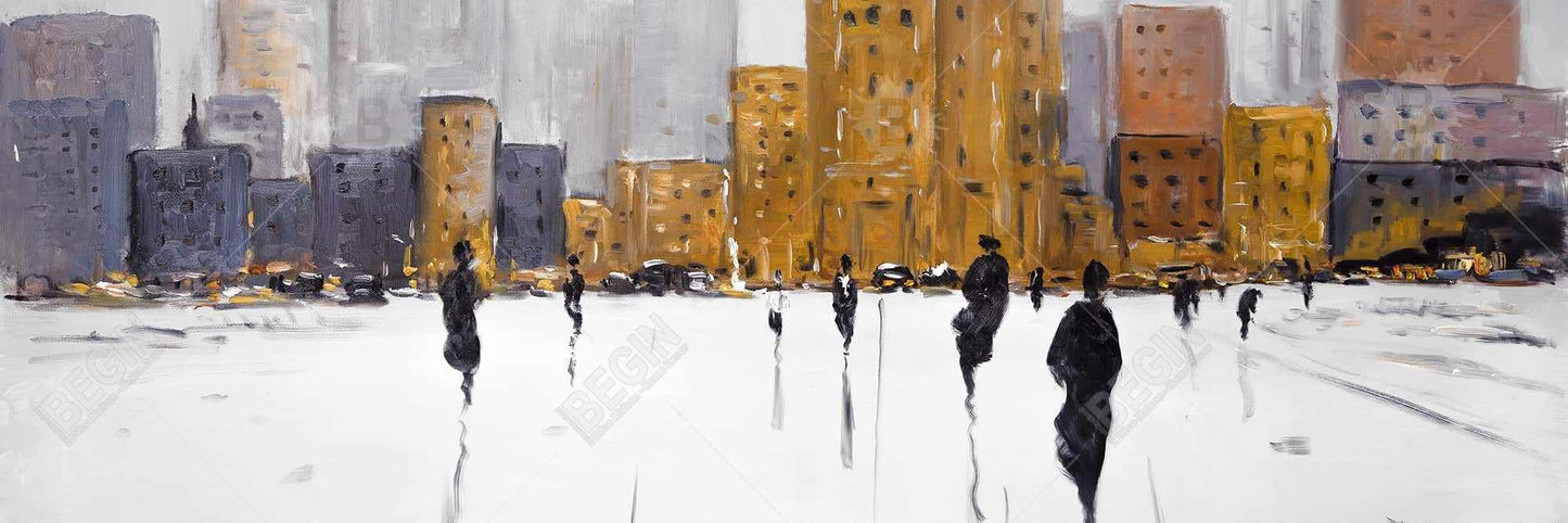 City on the Horizon Gray Canvas | Contemporary Bedroom Decor