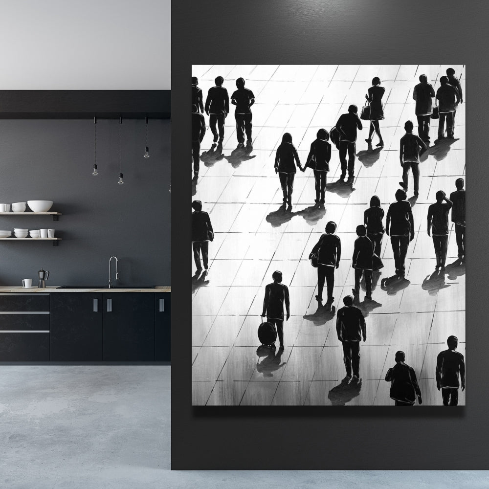 Gray Woman Modern Canvas | Silhouettes Street Art Decor