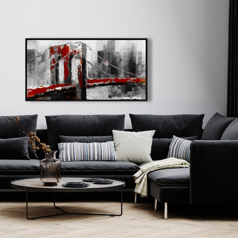 Abstract Brooklyn Bridge Framed Canvas - Contemporary Home Decor