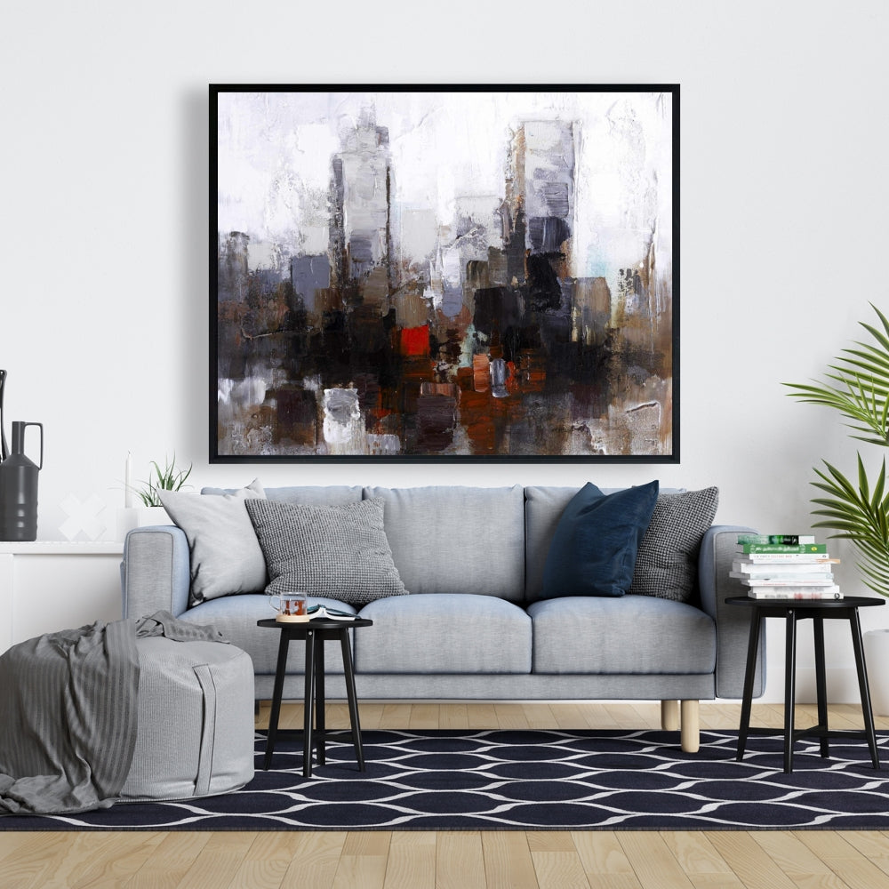 Toile « Obscure City » | Cadre marron contemporain