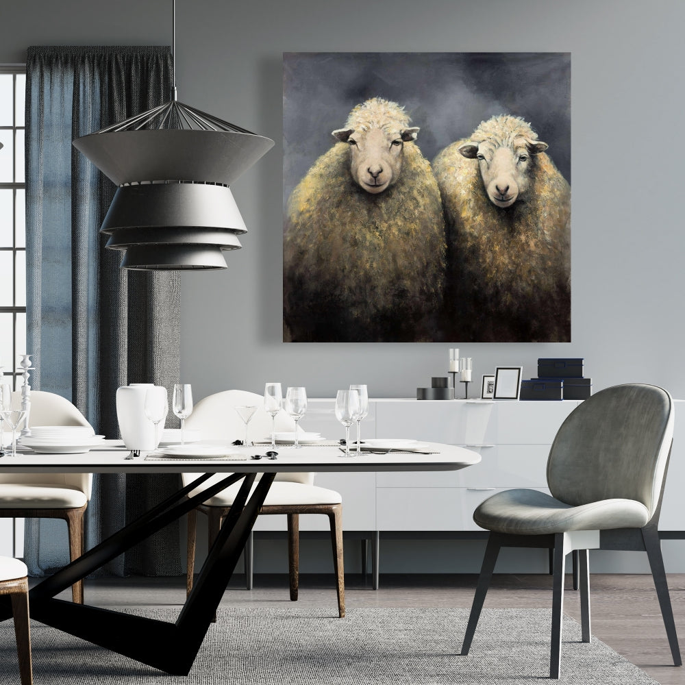 Toile rustique grise pour chambre à coucher – Décoration d'intérieur en laine de mouton