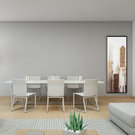 Toile abstraite aux tons terreux - Cadre blanc industriel