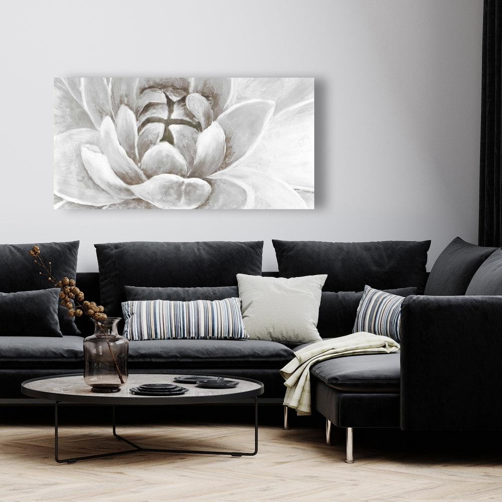 Modern White Canvas - Delicate White Chrysanthemum Decor