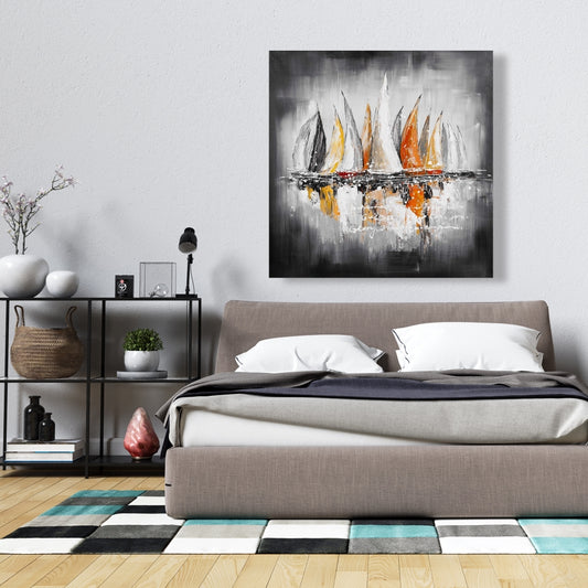 Sails on the Winds | Contemporary Coastal Boat Canvas Decor