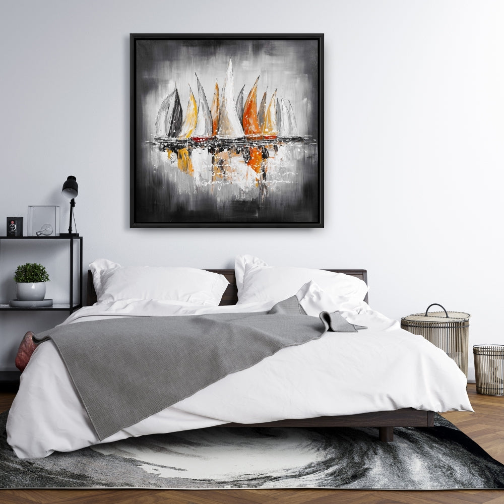 Voiles au vent | Toile encadrée côtière pour décoration intérieure