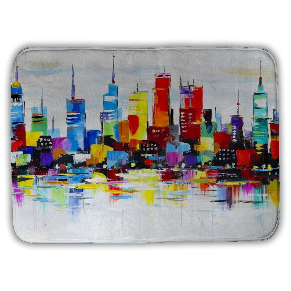 Abstract Colorful City Canvas | Modern Bedroom Home Decor