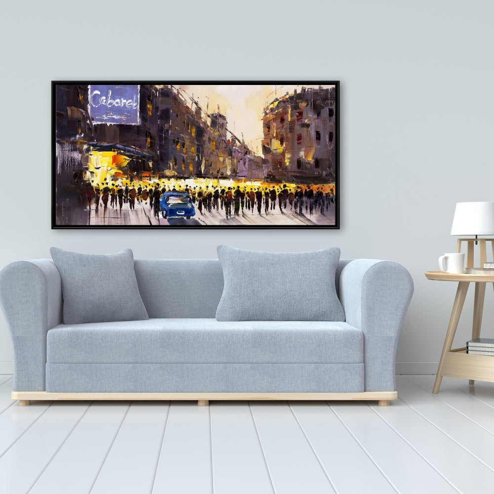 Prêt pour le spectacle | Toile encadrée bleue pour décoration intérieure