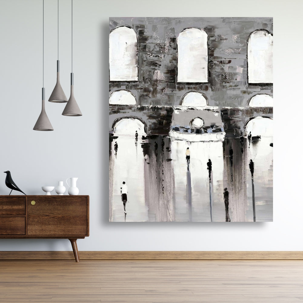 Gray Building Canvas | Gray Bedroom Wall Art | Home Decor