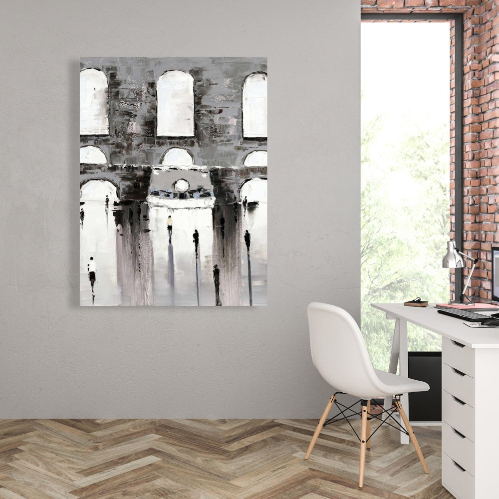 Gray Building Canvas | Gray Bedroom Wall Art | Home Decor
