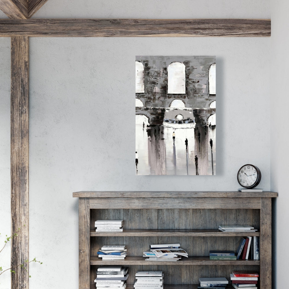 Gray Building Canvas | Gray Bedroom Wall Art | Home Decor