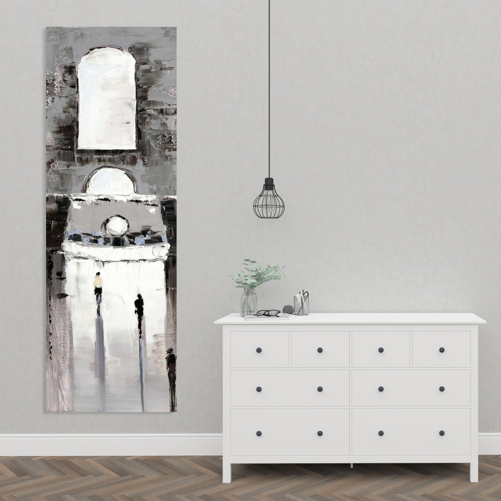 Gray Building Canvas | Gray Bedroom Wall Art | Home Decor