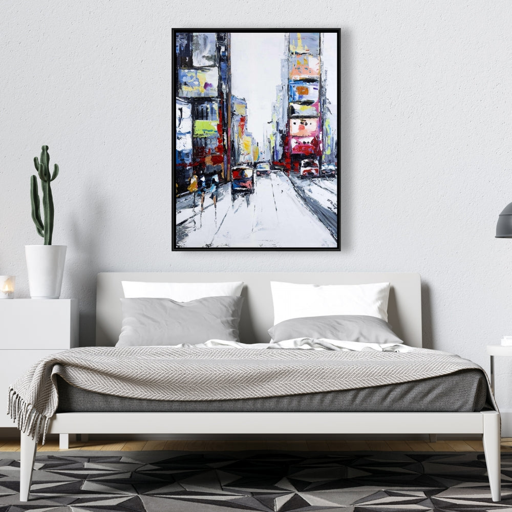 Toile encadrée bleue « Time Square » | Décoration murale pour chambre