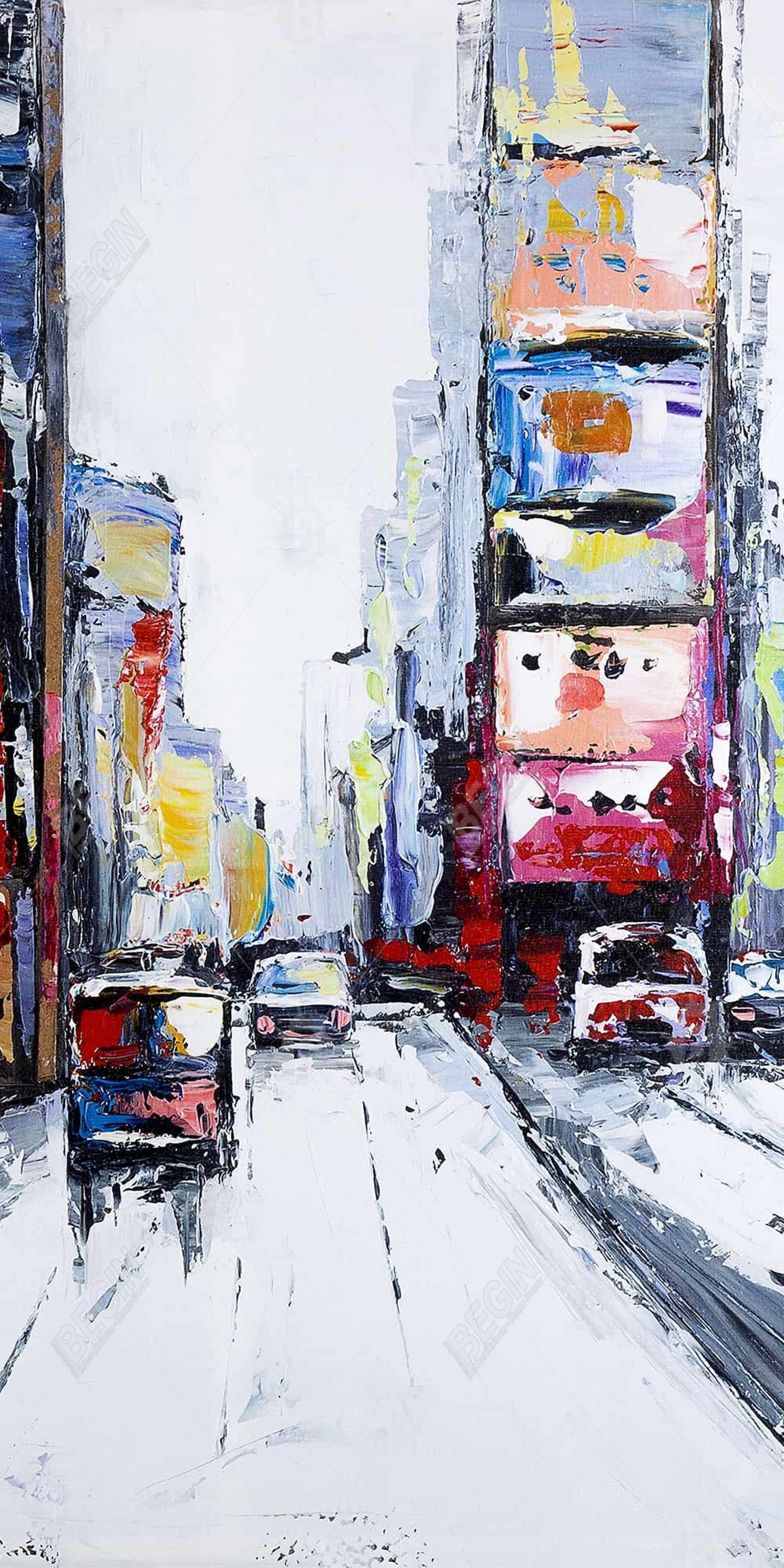 Toile encadrée bleue « Time Square » | Décoration murale pour chambre