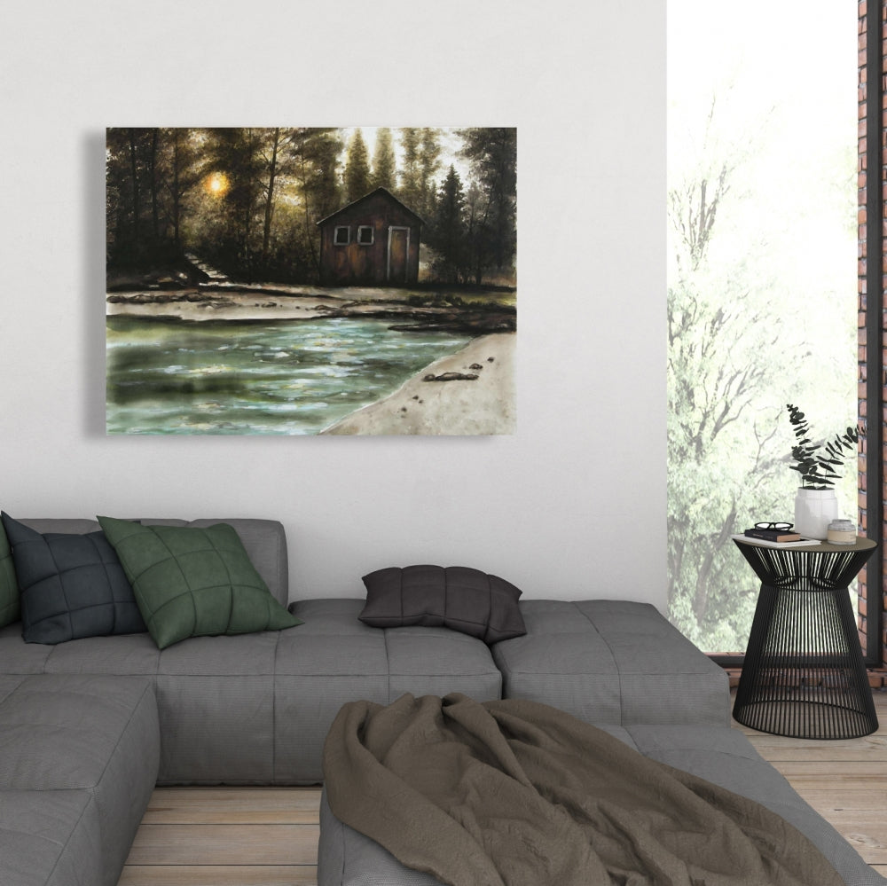 Rustic Landscapes Brown Canvas | Cabin in the Forest Decor