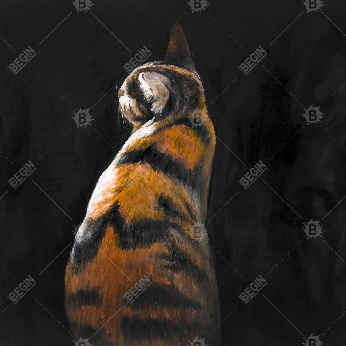 Toile Chat Tacheté - Art Encadré Moderne Marron pour Décoration Intérieure