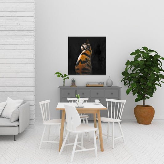 Toile de chambre à coucher avec chat tacheté | Décoration d'intérieur marron