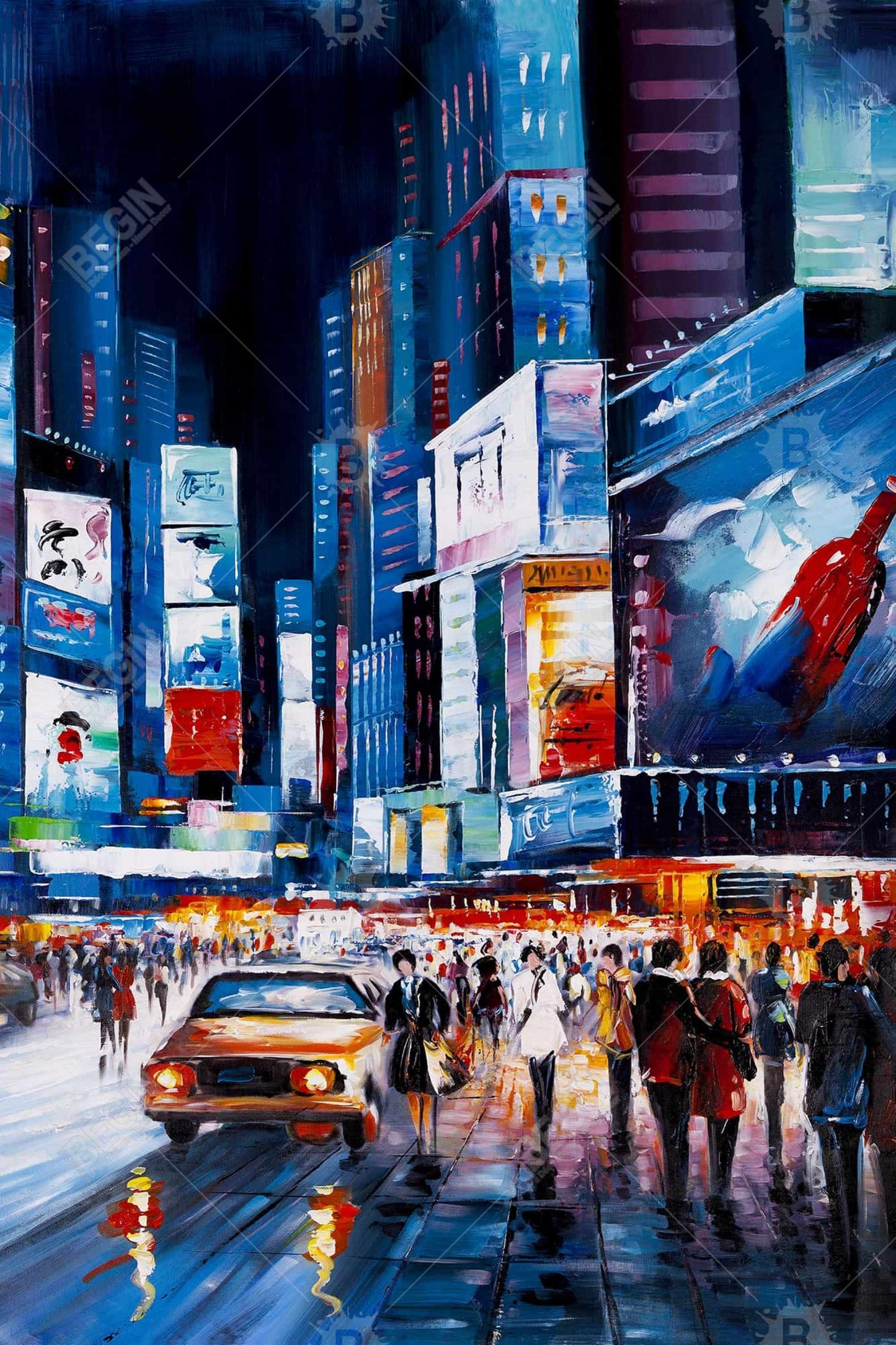 Toile Perspective de Times Square | Décoration murale encadrée bleue