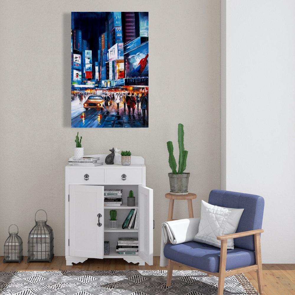 Toile Perspective de Times Square | Décoration murale bleue pour chambre