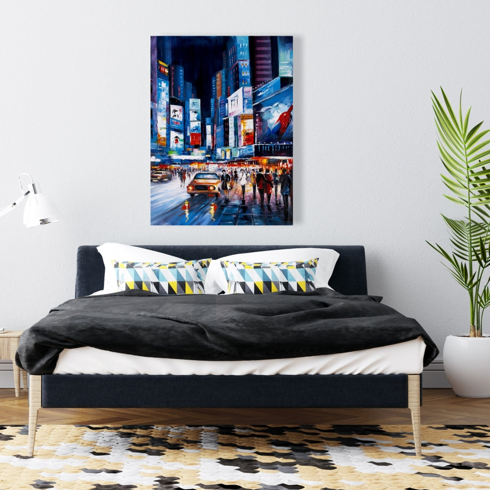 Toile Perspective de Times Square | Décoration murale bleue pour chambre