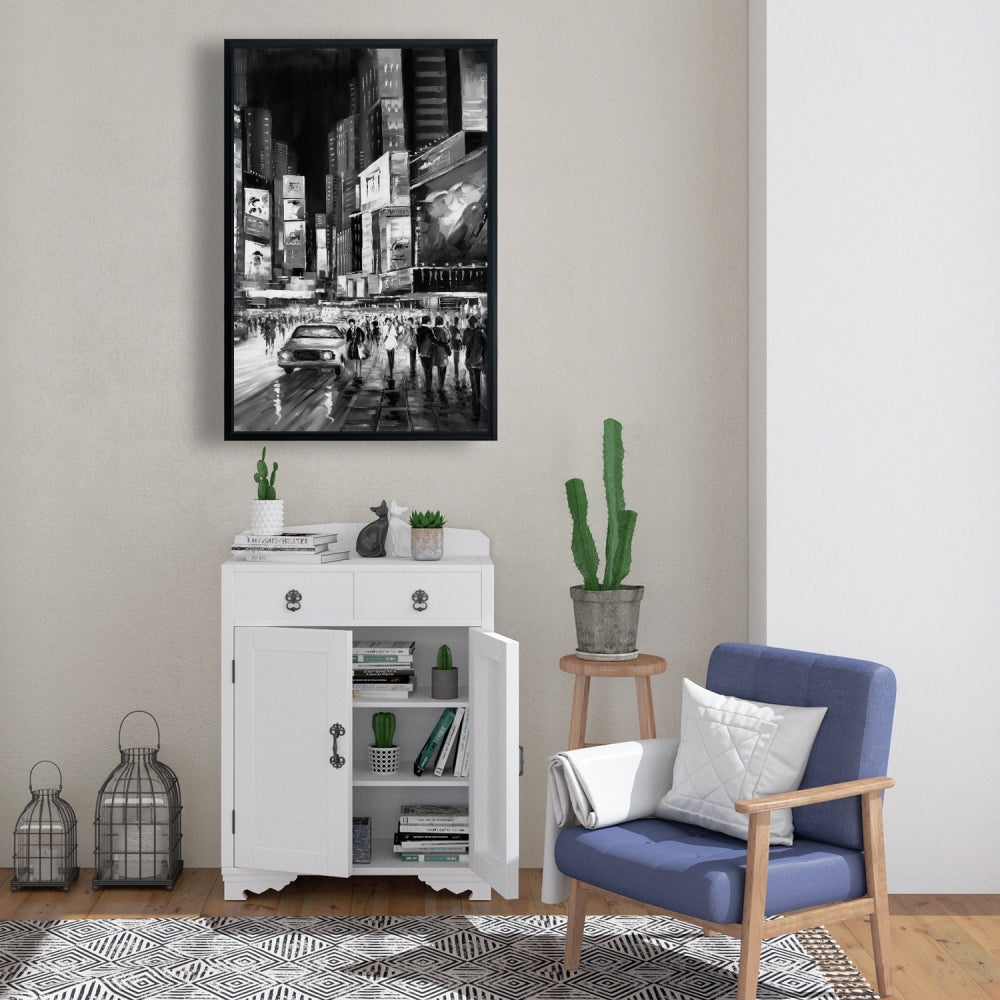 Times Square Monochrome Canvas | Bedroom Decor Framed Art
