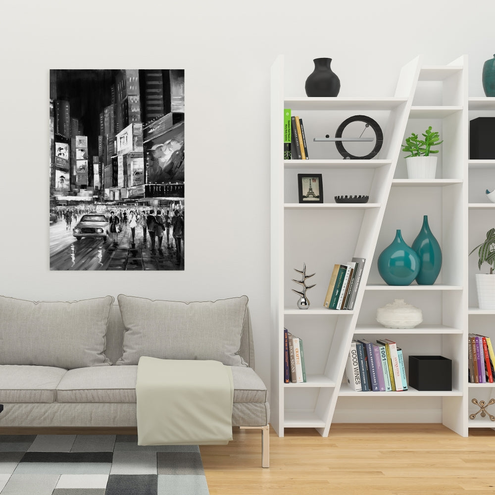 Times Square Monochrome Canvas | Building Gray Cities Decor