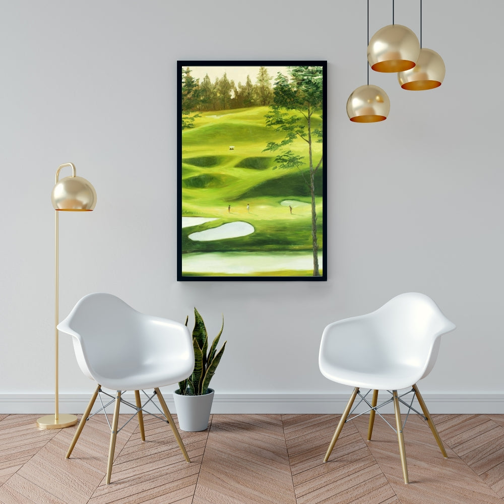 Toile encadrée représentant un grand parcours de golf - Décoration de salon contemporaine