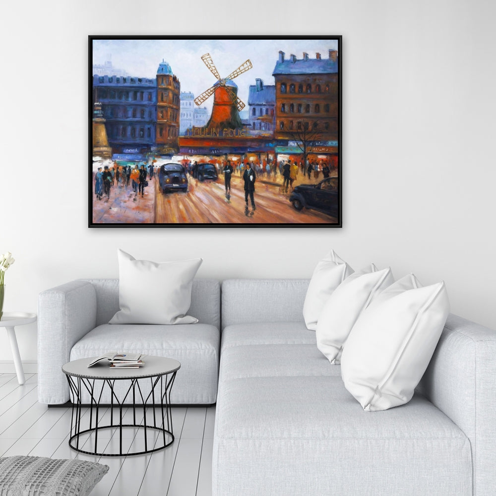 Toile encadrée « Scène de rue au Moulin Rouge » | Décoration d'intérieur