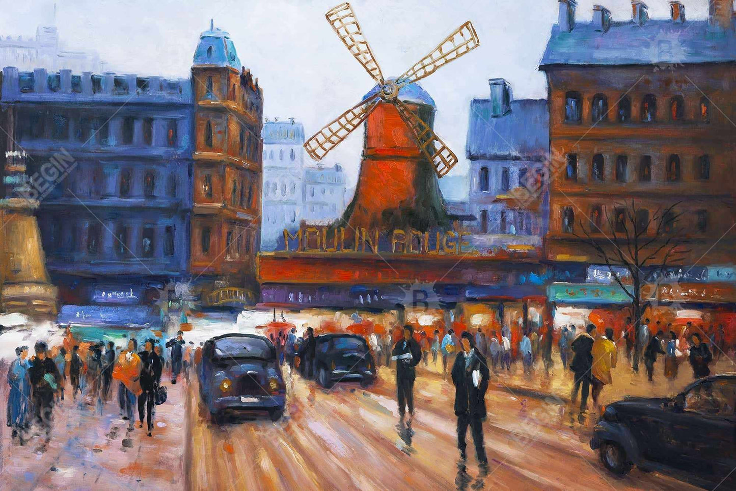 Toile encadrée « Scène de rue au Moulin Rouge » | Décoration d'intérieur