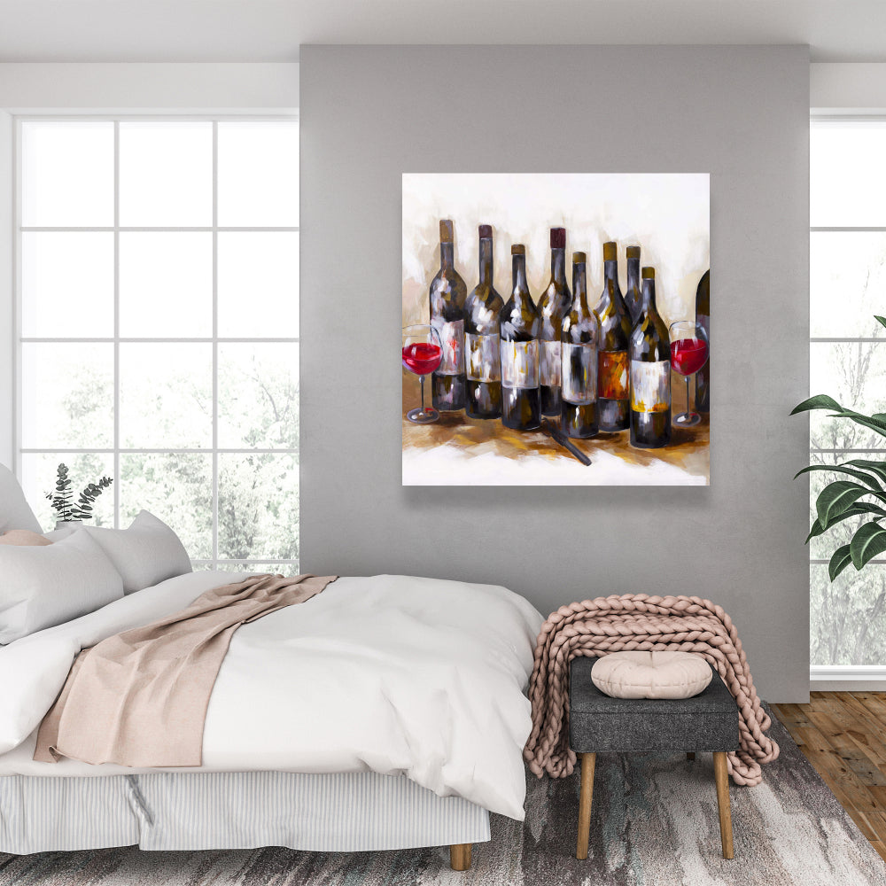 Kitchen Gastronomy Red Wine Brown Canvas | Home Decor Art