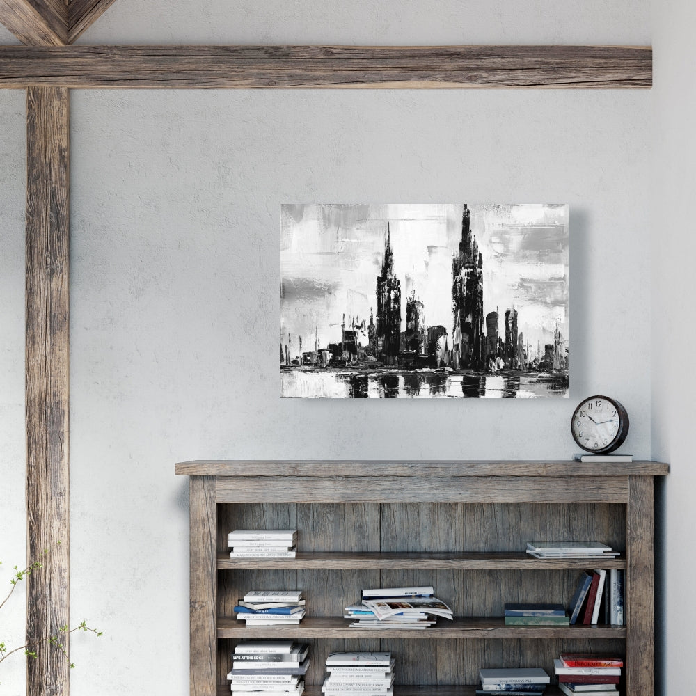 Mono Urban Cityscape | White Cities Monochrome Canvas Decor