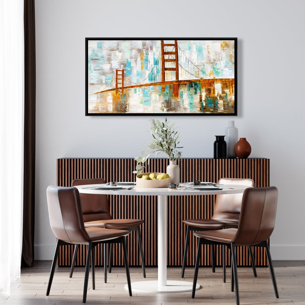 Toile Golden Gate – Accents turquoise | Décoration murale de chambre